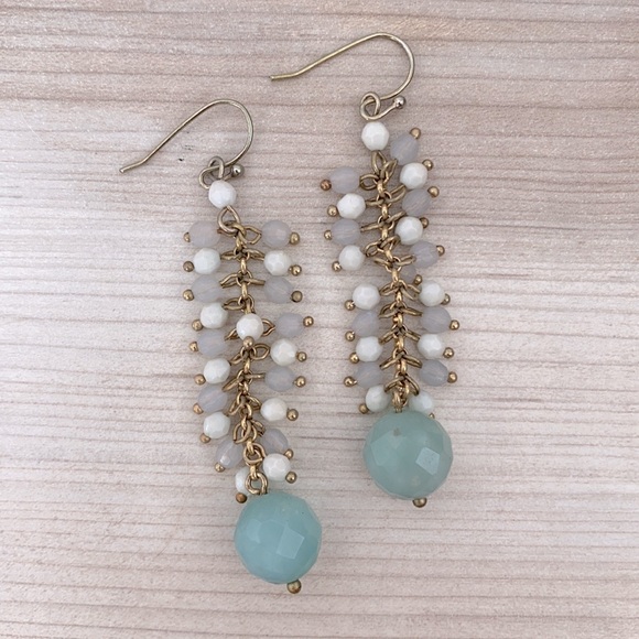 ❤️ Banana Republic gold blue beaded earrings - Picture 3 of 3